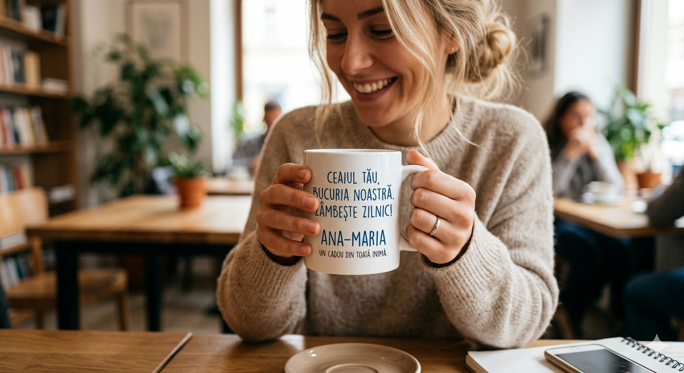 Cană ceramică personalizată – Mesajul tău, numele lui/ei, zâmbetul garantat